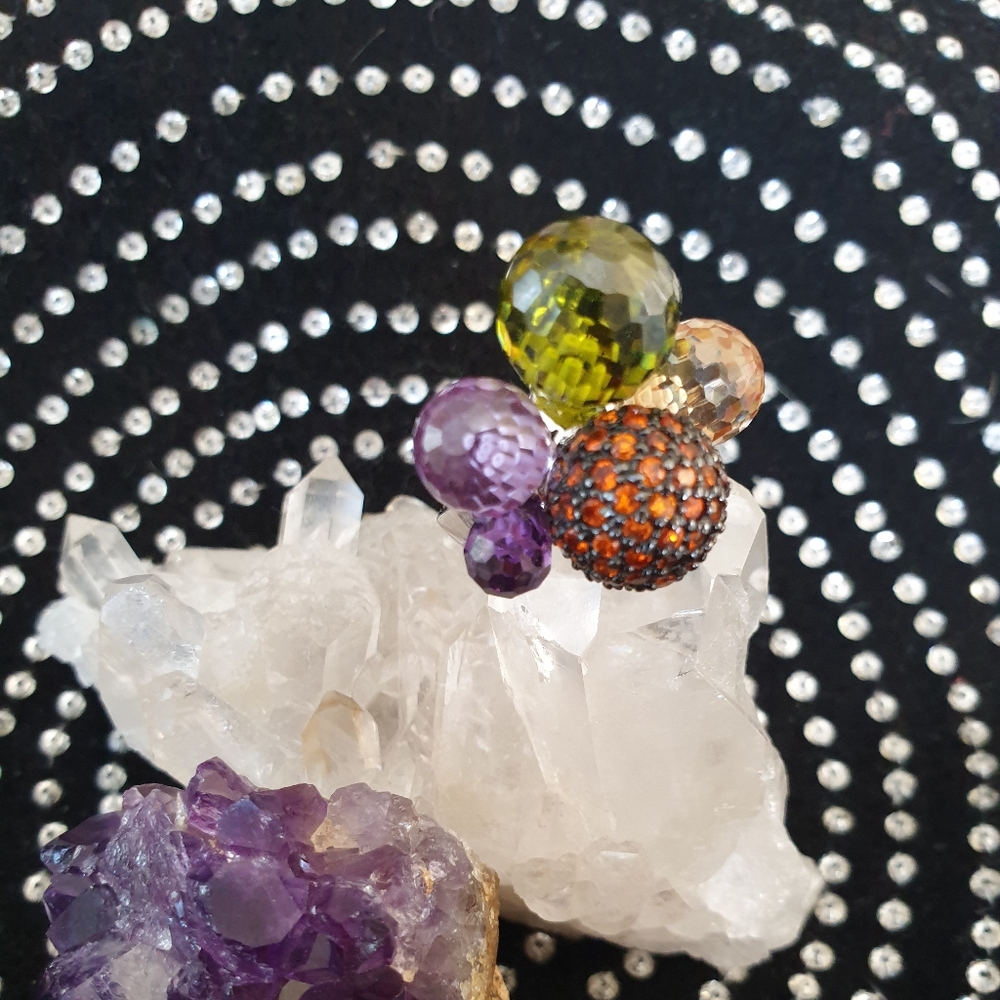 🐠⚡NWOT Crystal Grape Cluster Cocktail Ring⚡ - Picture 3 of 12